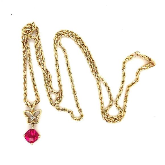 14k Rope Chain with 10k Gold Pendant - Picture 5 of 11